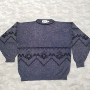 Vintage Alpine Mens Sweater‎ Large Blue Grandpa Pull Over Preppy Made In Italy